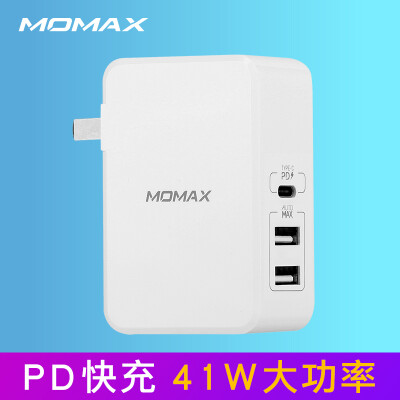 

MOMAX Type-C PD Fast Charger Head Multi USB Fast Charger Head 41W Support Apple New MacBook Android Phone Tablet White