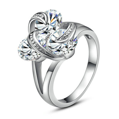

Yoursfs® 18K White Gold Plated 08Ct Crystal Triple Simulated Diamond Promise Rings Use Austrian Crystal Fashion Jewelry