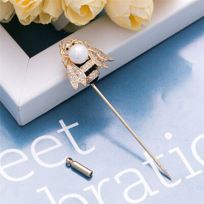 

2016 New High Quality Bee Brooch Imitation Pearl Gold And Silver Girl Vintage Lovely Buckle Scarf Lapel Pin Brooches For Women