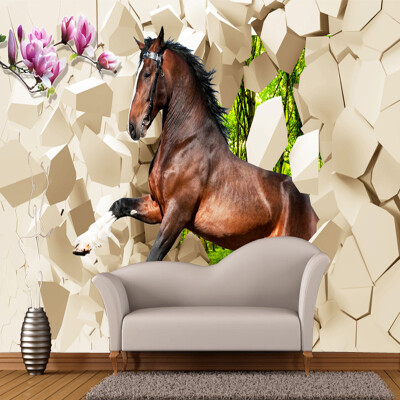 

Custom Size 3D Photo Wallpapers Lifelike Animal Horse Study Room Background Modern Home Decor High Quality Non-woven Wall Mural