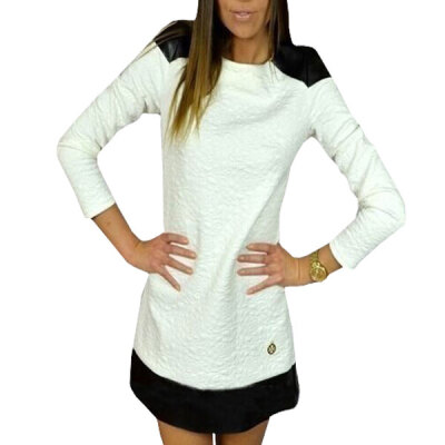 

Lovaru ™New 2015 fashion Simple long-sleeve round collar cultivate one's morality fit mini dress Autumn leisure dress