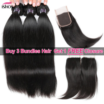 

Ishow Hair Bigest Spring Sale Buy 3 Bundles Straight Hair Get 1 Free Lace Closure