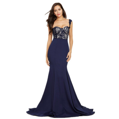 

CAZDZY Straps Zipper-Up Lace Mermaid Evening Dress