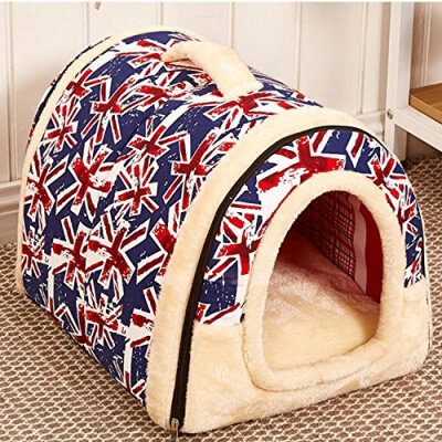 

2 In 1 Pet House&Sofa Machine Washable White Stars Pattern Non-slip Foldable Soft Warm Dog Cat Puppy Rabbit Pet Nest Cave Bed