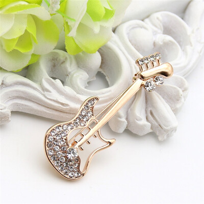 

Классический Hed Elvis Guitar Brooch Сувенир Корсаж Женщины Rhinestone Pins Ювелирные изделия Броши Броши Дамский штырь шарф отвор