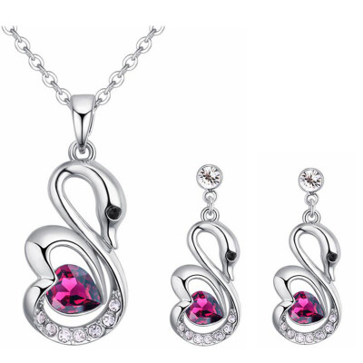 

Fashion Jewelry Sets Crystal from Austrian Heart Pendant Necklace Earrings Set For Women Accessories Bijoux 27091