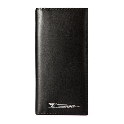 

Seven wolves men&39s wallet long section first layer of leather multi-card bit folder business casual wallet 3A1310179-01 black