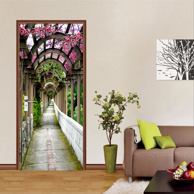 

3D Stereo Flowers Gallery Photo Wall Mural Creative DIY Door Sticker PVC Self-Adhesive Living Room Home Decor Fresco 77cmx200cm