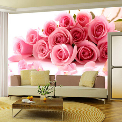 

Custom Wallpaper 3D Pink Rose Flowers Photo Wall Mural Living Room Wedding House Bedroom Romantic Warm Backdrop Wall Papers Roll
