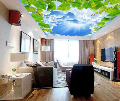 

3D photo wallpaper blue sky 3D stereo wallpaper decoration ceiling mural sky background wallpaper mural