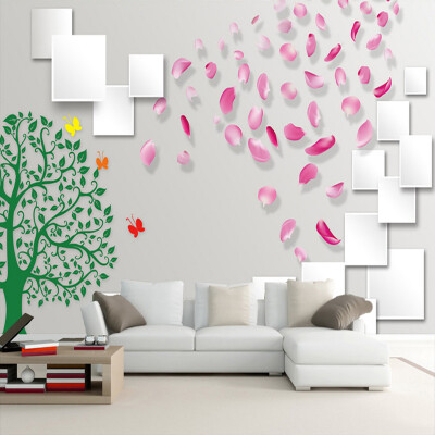 

Custom Any Size 3D Photo Wallpaper Rose Petal Tree Brick Wall Paper Painting Modern 3D Living Room TV Background Wall Art Mural