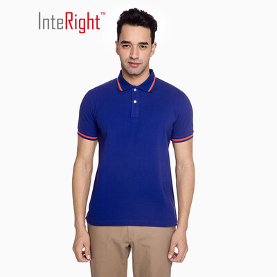 

INTERIGHT cotton polo shirt male t-shirt washed casual short sleeve sapphire blue XL