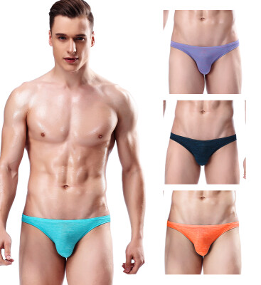 

Qianbeilivk Underwear Mens Ice Silk Low Rise Sexy Bikinis&Briefs 4 Pack