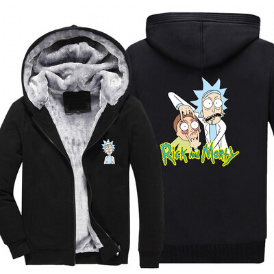

2018 New Men Hoodies PEACE AMONG WORLDS RICK AND MORTY pattern Fleece Coat Baseball Uniform Sportswear Jacket wool