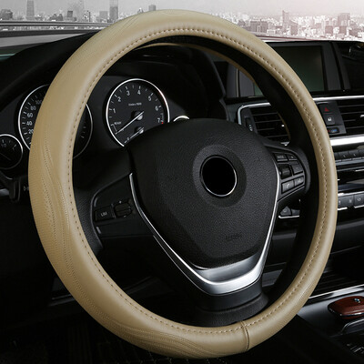 

Chi Qin steering wheel cover leather cowhide way Guanlaoke Fox Yinglang Xuan Yi Fu Rui Si Qi Jun set BMW 5 Series Four Seasons 3D Sports Inlay Beige