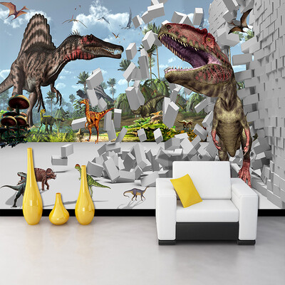 

Фотообои 3D Кирпич Динозавр Живопись Mural Детская комната Гостиная Личность Фон Покрытие на стенах Papel De Parede 3D