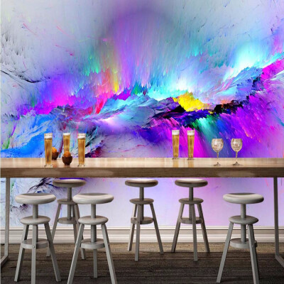 

Personality Abstract Exaggeration Fresco Restaurant Club KTV Bar 3D Wallpaper Colorful Inkjet Modern Decor Mural Papel De Parede