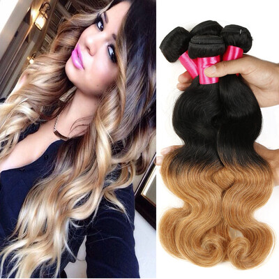 

Hot Sale 1B27 Ombre Brazilian Body Wave Human HairWefts Ombre Extensions 3pcsLot Hair Virigin Weave Bundles Ombre Brazilian Hair