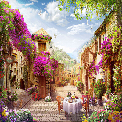 

Custom 3D Mural Wallpaper European Town Pastoral City Landscape Nature Photo Wall Murals Cafe Restaurant Backdrop Wall Paper 3 D