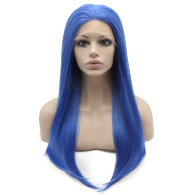 

Long Straight Blue Synthetic Lace Front Cosplay Wig Heat Resistant