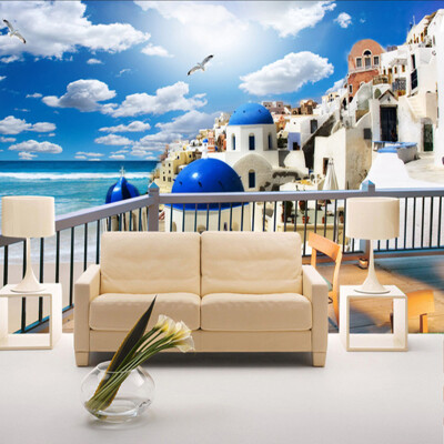 

Custom photo wallpaper bedroom sofa TV background wallpaper mural 3D Mediterranean Greece style seascape wallpaper