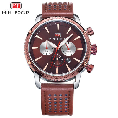 

MINI FOCUS Famous Top Brand Men Quartz Watch Leather Sport Men's Wrist Watch MF0010G