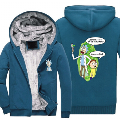 

2018 New USA SIZE Men Winter Autumn Hoodies RICK PEACE AMONG WORLDS pattern Fleece Coat Baseball Uniform Sportswear Jacket wool