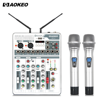 

AOKEO AO-4 U студийный беспроводной микрофон с двумя микрофонами семейный ktv портативный микрофон домашний беспроводной аудио микрофон микшер один