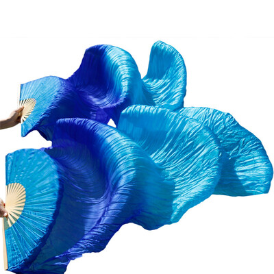 

New Arrivals Stage Performance Dance Fans 100 Silk Veils Colored 180cm Women Belly Dance Fan Veils 2pcs Royal BlueTurquoise