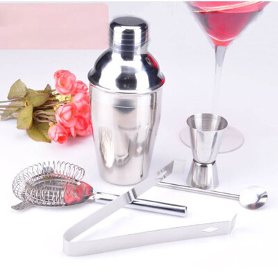 

Vanker 5in1 350ml Stainless Steel Cocktail Shaker Box Mix Set Bar Strainer Jigger Tool