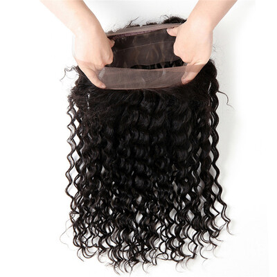 

360 Lace Frontal Closure 7A Grade Unprocessed Brazilian Virgin Hair Deep Wave Natural Hairline Lace Band Frontal Closure