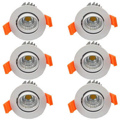 

6pcs / lot привело downlight 5W COB потолочное освещение привело чистый белый 110V 220V Алюминиевый потолочный светильник