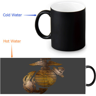 

USMC 350ml12oz Heat Reveal Mug Color Change Coffee Cup Sensitive Morphing Mugs Magic Mug Milk Tea Cups