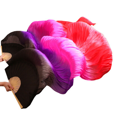 

New Arrivals Stage Performance Dance Fans 100% Silk Fans Colored 180cm Women Belly Dance Silk Fans 2pcs Black+Purple+Pink+Red