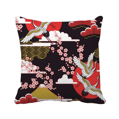 

Japan Cranes Fuji Sakura Cloud Sun Square Throw Pillow Insert Cushion Cover Home Sofa Decor Gift