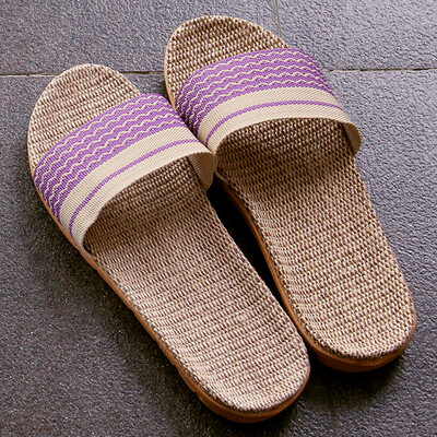 

Ou Runzhe slippers indoor four seasons breathable cotton&linen anti-slip sandals brown XL code