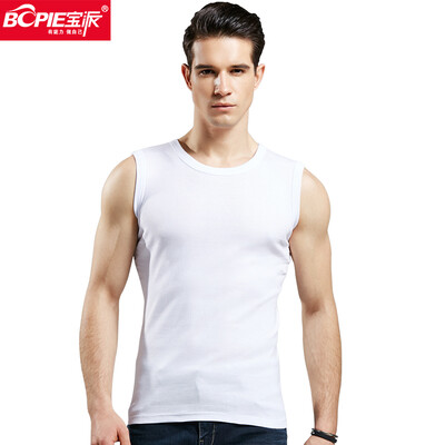 

Baopai BOPIE mens vest mens cotton wide shoulder fitness vest Slim bottoming shirt 6601 white round neck  17095