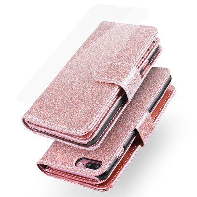 

For iPhone X Case, Bling Sparkle Apple iPhone X [Wrist Straps] Flip Folio [Kickstand Feature] PU leather wallet case with ID&Credi