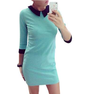 

Lovaru ™2015 winter and fall New Fashion Women's Fashion cotton dress solid color dress peter pan collar