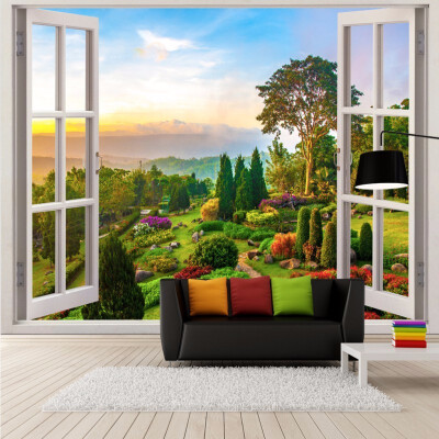 

Custom photo wallpaper 3D stereo window Blue sky white clouds wallpaper bedroom living room mural cafe restaurant corridor mural