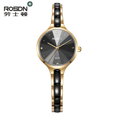 

ROSDN Women's Quartz Watch Ladies Watch Bracelet Women Wrist Watches Crystal Accented Ceramic Rose Gold Dress Watch