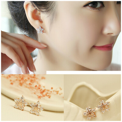 

Кристалл снежинка серьги женщина супер звезда вспышки аллергии S925 Silver Needle свадебные украшения подарок любовника день рождения