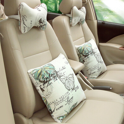 

Jun Hao car headrest pillow four-piece car-mounted neck pillow car pillow pillow neck pillow lumbar suit four-piece lepidoptera