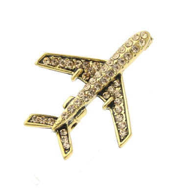 

Fashion Women Plane Brooch Pin Stewardess Logo Pilot Badge Austria Rhinestone Brooches Broches Sign Jewelry Lucky Flying Corsage