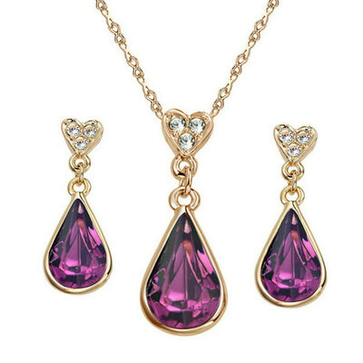 

Yoursfs® 18k rose позолоченные красочные ожерелье и серьги дождевых капель кристалл украшения голубые австрийского кристалл люкс для набора