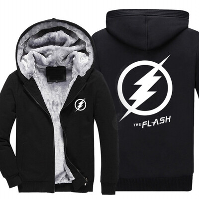 

2018 New USA SIZE Men Winter Autumn Hoodies Superman the flash pattern Fleece Coat Baseball Uniform Sportswear Jacket wool