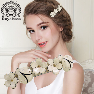 

Royal Sasa Royalsasa Korean hair accessories flower hairpin hair clip spring clip top clip cross chuck jewelry clip beige