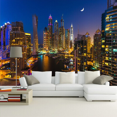 

Custom 3D Photo Wallpaper Dubai City Night View Large Wall Painting Living Room Sofa TV Background Wall Mural Creative Wallpaper