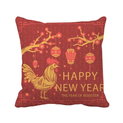 

Year of the Rooster Chinese Zodiac Sign Square Throw Pillow Insert Cushion Cover Home Sofa Decor Gift