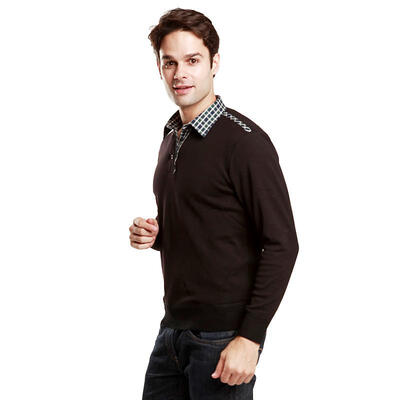 

Antarctic Nanjiren N633C52181 thermal underwear men&39s business casual shirt collar plus velvet thick jacket black -3XXL